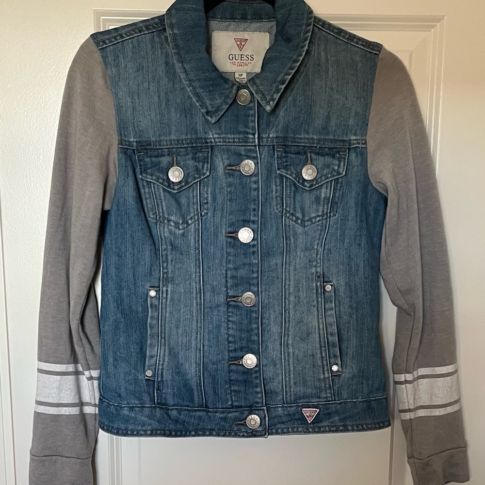 Guess Blue Denim Jacket with Gray Accents